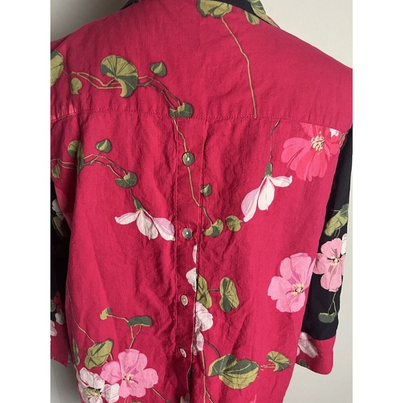 Soft Suroundings Floral/Tropical print Tunic Bluse w- back buttons SZ Large - Picture 6 of 10